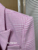 AAA QUALITY !!! Woman 2023 Autumn Pink Houndstooth Straight Blazer Double Breasted Gold Button Long Sleeved Padded Suits