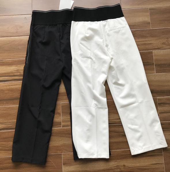 AAW045 2022 Spring Autumn Women High Waist Wild Loose Elastic Waist Casual Suit Wide Leg Trousers Pants A2