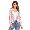 Autumn Flore Print Women Vintage Short Blazer Lapel Slim Front Open Long Sleeve Blazers Female  Casual Retro Blazers