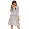 Vintage Dress Women Autumn 50s 60s Elegant Polka Dot V-Neck 3/4 Sleeve Button Ruffles A-Line Party Dresses Vestidos Robe