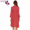 Vintage Dress Women Autumn 50s 60s Elegant Polka Dot V-Neck 3/4 Sleeve Button Ruffles A-Line Party Dresses Vestidos Robe