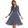 Vintage Dress Women Autumn 50s 60s Elegant Polka Dot V-Neck 3/4 Sleeve Button Ruffles A-Line Party Dresses Vestidos Robe