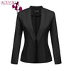 Women's Blazer Jacket Autumn Stand Collar Classic Long Sleeve Open Front Slim Fit  Solid Suit Tops Outwear Lady Clothes