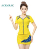 ACRMRAC Women's suits summer short Slim V-neck Patchwork Short sleeve jacket skirt Commerce OL Formal Skirt Suits