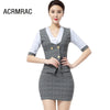ACRMRAC Women's suits summer short Slim  Patchwork  Hollow Short sleeve jacket skirt Business OL Formal Skirt Suits 2317