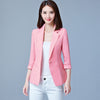 Women summer Three Quarter sleeve Solid color Slim Single Button Thin section Casual Blazers jacket