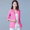Women summer Three Quarter sleeve Solid color Slim Single Button Thin section Casual Blazers jacket