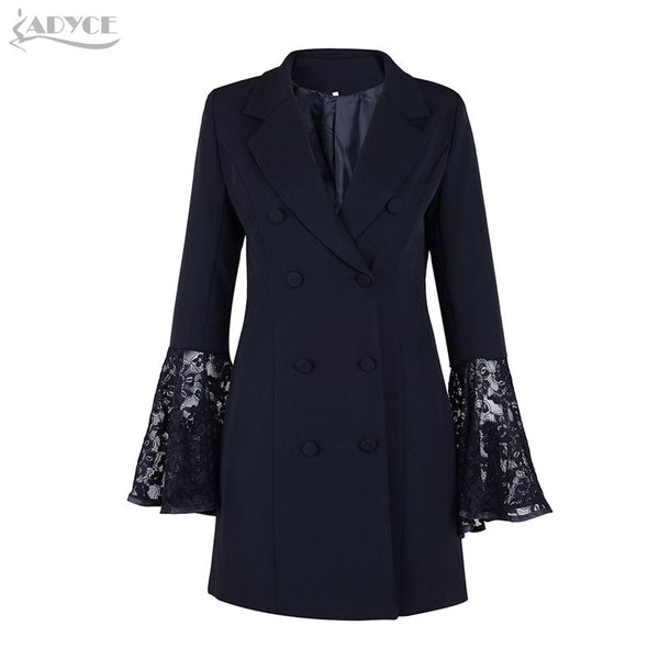 New Autumn Blazer Women Jacket Black Lace Notched jaqueta feminina Celebrity Runway Jackets Elegant Lady Blazer