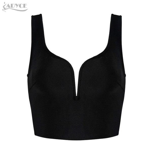 New Sexy Women Bandage Tops Celebrity Runway Short Top Vest Rayon V-Neck Tank Luxury Evening Party Women Tops