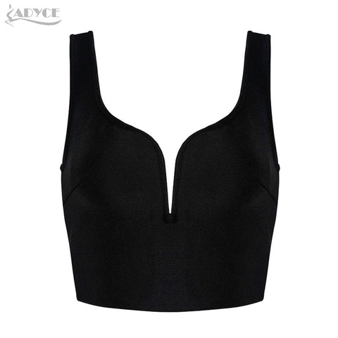 New Sexy Women Bandage Tops Celebrity Runway Short Top Vest Rayon V-Neck Tank Luxury Evening Party Women Tops