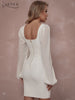 ADYCE Winter White Long Sleeve Bandage Dress Sexy V Neck Lace Celebrity Runway Night Out Club Party Bodycon Dresses Vestidos