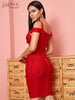 ADYCE Off Shoulder Bodycon Bandage Dress Women Sexy Red Spaghetti Strap Knee Length Club Celebrity Evening Runway Party Dresses