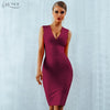 Summer Women Bandage Dress Vestidos Verano 2022 Orang Red Tank Sexy Deep V-Neck Sleveless Bodycon Celebrity Party Dresses