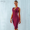 Summer Women Bandage Dress Vestidos Verano 2022 Orang Red Tank Sexy Deep V-Neck Sleveless Bodycon Celebrity Party Dresses