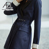 AEL Blazer Women Jackets Suit With Belt Double-Breasted Elegant Casual Spring Coat Patchwork Streetwear