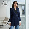 AEL Blazer Women Jackets Suit With Belt Double-Breasted Elegant Casual Spring Coat Patchwork Streetwear
