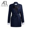 AEL Blazer Women Jackets Suit With Belt Double-Breasted Elegant Casual Spring Coat Patchwork Streetwear