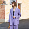 AEL Retro autumn spring jacket women suit coats Violet outwear casual turn down collar streetwear loose jackets blazer