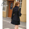 AEL Women's Blazer And Pleated Skirt Two-Piece 2023 Slim Sweet Suits With Miniskirts Harajuku Black Apricot