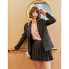 AEL autumn winter long sleeve Blazer woman jacket coat women outwear plaid short  skirts suits ladies 2 pieces sets women set