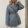 AGong Loose Single Breasted Blazers Women Notched Tie Belt Jackets Women Elegant Pockets Long Sleeve Suits Female Ladies