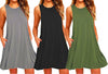 AKENA Summer Dress Women Plus Szie Dress Sleeveless Style Short Beach Dress Sundress Casual Shift Dresses Vestidos