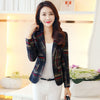 Women Blue Red Plaid Blazer  Style Slim Blazers And Jackets One Button Suit Girl Office Jacket Elegant YR087