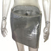 Summer Sexy Dress Shine Bling Metal Chain Halter Split Two Pieces Women Party Dresses Club Sexy 3 Colors Women Sets