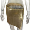 Summer Sexy Dress Shine Bling Metal Chain Halter Split Two Pieces Women Party Dresses Club Sexy 3 Colors Women Sets