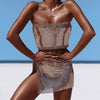 Summer Sexy Dress Shine Bling Metal Chain Halter Split Two Pieces Women Party Dresses Club Sexy 3 Colors Women Sets