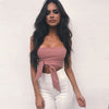 Sexy Beach Off Shoulder Strapless Tank Tops 2022 Pink Bow Tie Casual Cute Summer Female Short Crop Tops Camis Feminino