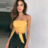Sexy Beach Off Shoulder Strapless Tank Tops 2022 Pink Bow Tie Casual Cute Summer Female Short Crop Tops Camis Feminino