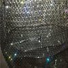 Women Sexy Round Neck Rhinestone Mini Dress Fashion Fishnets Tights Sparkling Net Luxury Party Tank Hollow Out Dresses