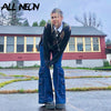 ALLNeon Y2K 90s Big Pockets Baggy Jeans Indie Vintage High Waist Denim Trousers Hip Hop Loose Straight Pants Streetwear