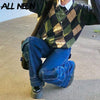 ALLNeon Y2K 90s Big Pockets Baggy Jeans Indie Vintage High Waist Denim Trousers Hip Hop Loose Straight Pants Streetwear