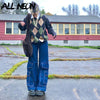 ALLNeon Y2K 90s Big Pockets Baggy Jeans Indie Vintage High Waist Denim Trousers Hip Hop Loose Straight Pants Streetwear