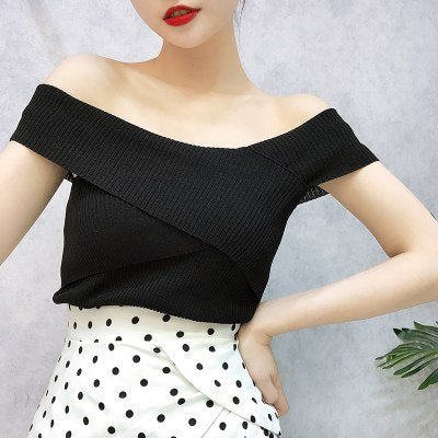 2022 Summer Ladies Knitted Tank Tops Cross Chest Pullovers Women Summer Solid Casual Knitting Sling Tops