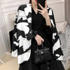 ALPHALMODA 2022 Spring Oversized Long Blazer Contrast Color Single Breasted All-match Ladies Stylish Loose Outfit