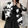 ALPHALMODA 2022 Spring Oversized Long Blazer Contrast Color Single Breasted All-match Ladies Stylish Loose Outfit