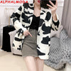ALPHALMODA 2022 Spring Oversized Long Blazer Contrast Color Single Breasted All-match Ladies Stylish Loose Outfit