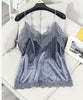 Lace Sexy V-collar Velvet Camisole 2022 Winter Women's Solid Color Sexy Bottom Camis