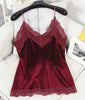 Lace Sexy V-collar Velvet Camisole 2022 Winter Women's Solid Color Sexy Bottom Camis