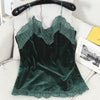 Lace Sexy V-collar Velvet Camisole 2022 Winter Women's Solid Color Sexy Bottom Camis