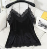 Lace Sexy V-collar Velvet Camisole 2022 Winter Women's Solid Color Sexy Bottom Camis