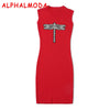 New Arrived Beaded Dragonfly Graceful Knitted Tank Dress Sleeveless Pullovers Bodycon Mini Bottom Dress