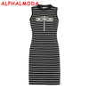 New Arrived Beaded Dragonfly Graceful Knitted Tank Dress Sleeveless Pullovers Bodycon Mini Bottom Dress