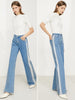 AMII Minimalism Autumn Wide Leg Pants Vintage Contrast Loose High Waist Jeans Casual Female Straight Denim Trousers 12170594