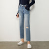 AMII Minimalism Autumn Women's Jeans High Waist Ripped Jeans Causal Cotton Ankel-length Jeans For Women 12040711