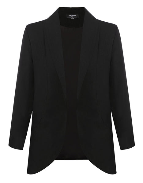 New Women Casual Jacket Turn Down Collar Asymmetrical Hem Long Sleeve Solid Blazer  spring 2022  chaqueta Casaco