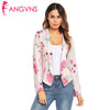 Women Floral Blazer Autumn Long Sleeve Lapel Floral Front Open Stitch Slim Office Lady Short Female Blazer Outerwear